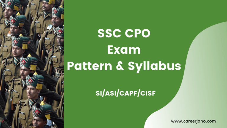 SSC CPO Exam Pattern and Syllabus in hindi